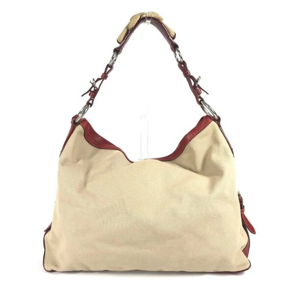 PRADA logo Shoulder Rope Canvas Tote Bag Hobo Bag Shoulder Bag - Picture 8 of 13
